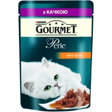 Gourmet Perle (Гурме Перл) Консервований порційний повнораціонний корм для дорослих котів з качкою. Міні філе у підливці 85 г
